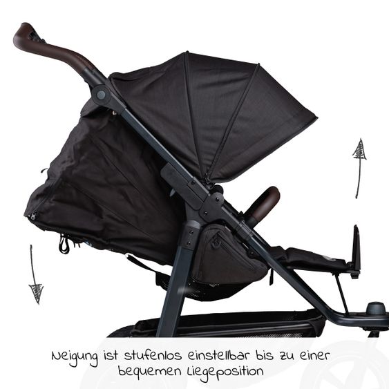 TFK Buggy & Sportkinderwagen Mono 2 mit Luftkammerreifen inkl. Sportsitz bis 34 kg + XXL-Zamboo Zubehörpaket - Schwarz