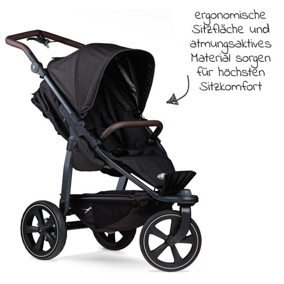 TFK Buggy & Sportkinderwagen Mono 2 mit Luftkammerreifen inkl. Sportsitz bis 34 kg + XXL-Zamboo Zubehörpaket - Schwarz