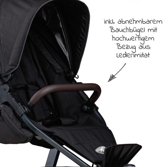 TFK Buggy & Sportkinderwagen Mono 2 mit Luftkammerreifen inkl. Sportsitz bis 34 kg + XXL-Zamboo Zubehörpaket - Schwarz