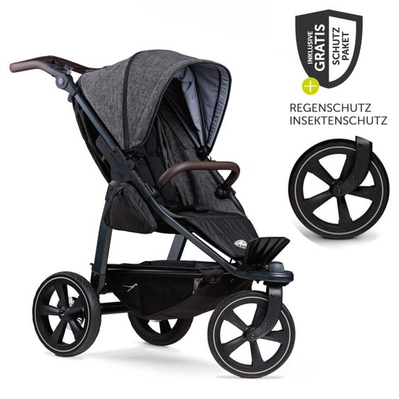 TFK Buggy & Sportkinderwagen Mono 2 mit Luftkammerreifen Sportsitz bis 34 kg + XXL-Zamboo Zubehörpaket - Premium Anthrazit