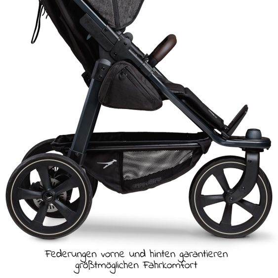 TFK Buggy & Sportkinderwagen Mono 2 mit Luftkammerreifen Sportsitz bis 34 kg + XXL-Zamboo Zubehörpaket - Premium Anthrazit