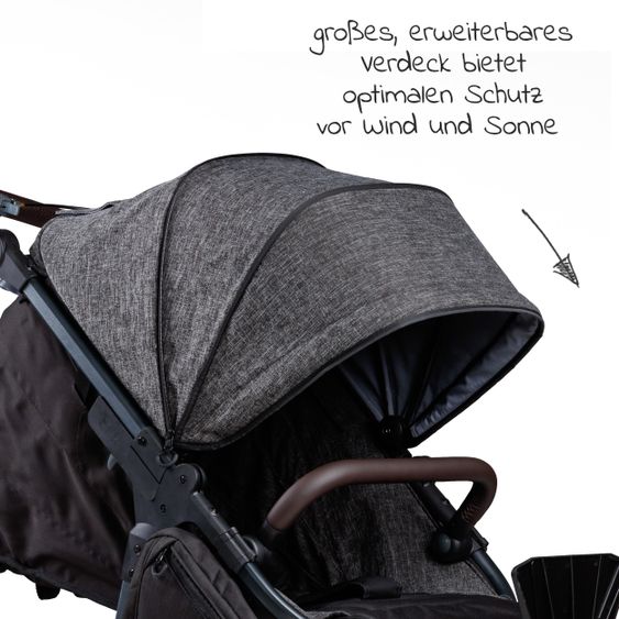 TFK Buggy & Sportkinderwagen Mono 2 mit Luftkammerreifen Sportsitz bis 34 kg + XXL-Zamboo Zubehörpaket - Premium Anthrazit