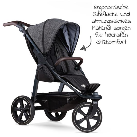 TFK Buggy & Sportkinderwagen Mono 2 mit Luftkammerreifen Sportsitz bis 34 kg + XXL-Zamboo Zubehörpaket - Premium Anthrazit