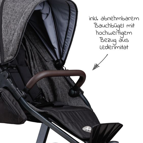 TFK Buggy & Sportkinderwagen Mono 2 mit Luftkammerreifen Sportsitz bis 34 kg + XXL-Zamboo Zubehörpaket - Premium Anthrazit