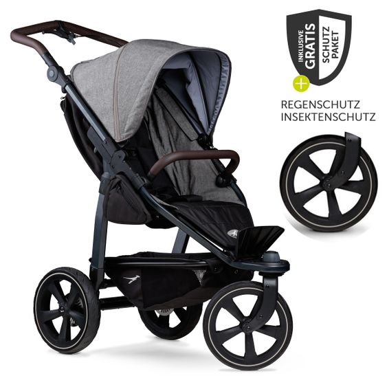 TFK Buggy & Sportkinderwagen Mono 2 mit Luftkammerreifen Sportsitz bis 34 kg + XXL-Zamboo Zubehörpaket - Premium Grau