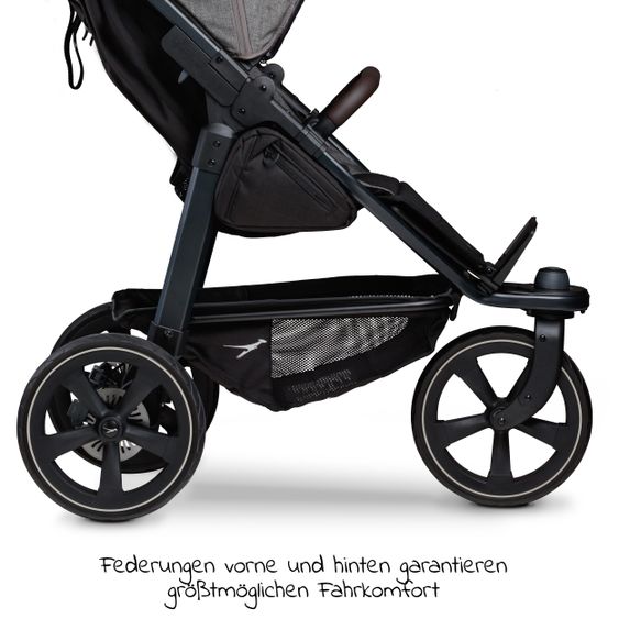 TFK Buggy & Sportkinderwagen Mono 2 mit Luftkammerreifen Sportsitz bis 34 kg + XXL-Zamboo Zubehörpaket - Premium Grau