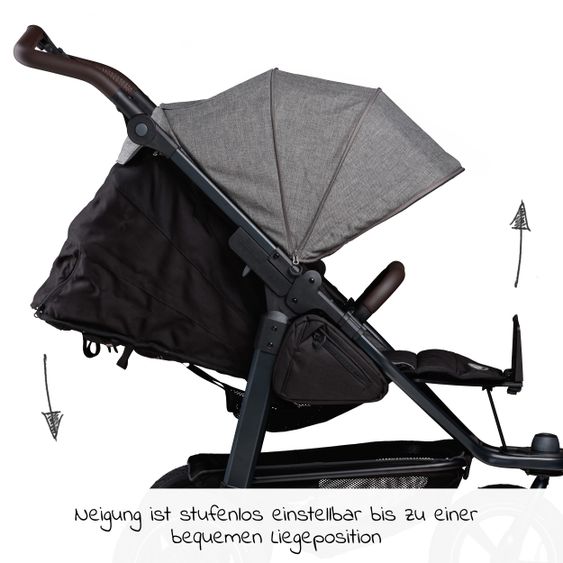 TFK Buggy & Sportkinderwagen Mono 2 mit Luftkammerreifen Sportsitz bis 34 kg + XXL-Zamboo Zubehörpaket - Premium Grau