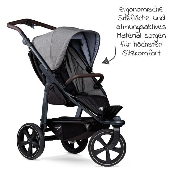 TFK Buggy & Sportkinderwagen Mono 2 mit Luftkammerreifen Sportsitz bis 34 kg + XXL-Zamboo Zubehörpaket - Premium Grau