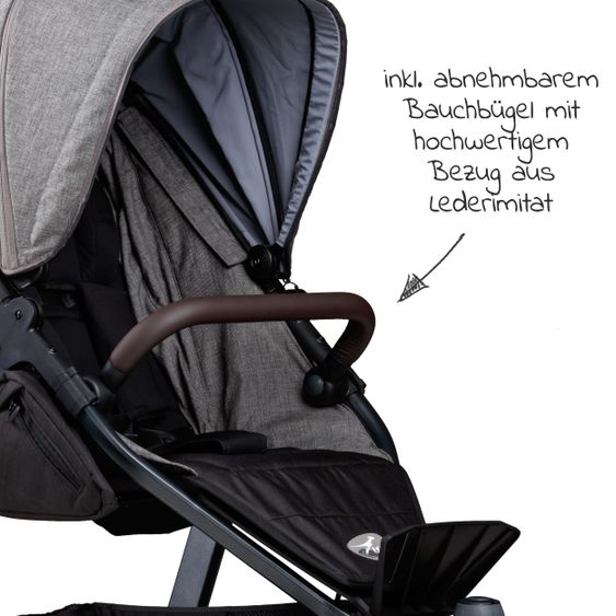 TFK Buggy & Sportkinderwagen Mono 2 mit Luftkammerreifen Sportsitz bis 34 kg + XXL-Zamboo Zubehörpaket - Premium Grau