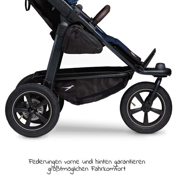 TFK Buggy & Sportkinderwagen Mono 2 mit Luftreifen inkl. Sportsitz bis 34 kg + XXL-Zamboo Zubehörpaket - Marine