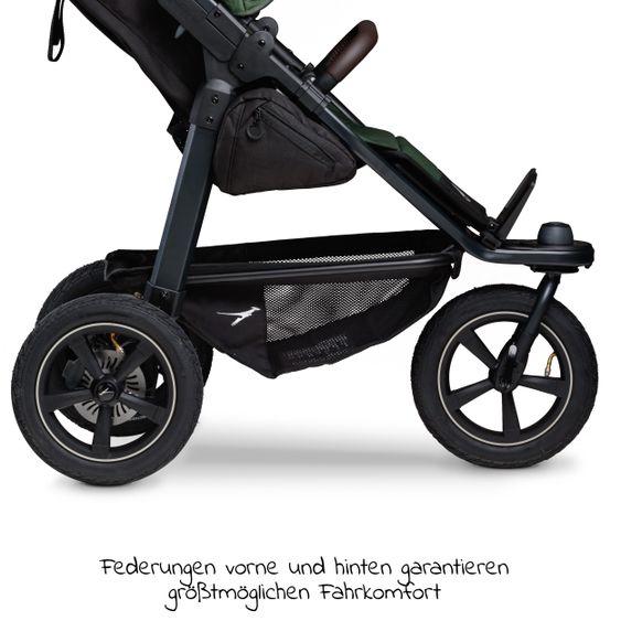 TFK Buggy & Sportkinderwagen Mono 2 mit Luftreifen inkl. Sportsitz bis 34 kg + XXL-Zamboo Zubehörpaket - Olive