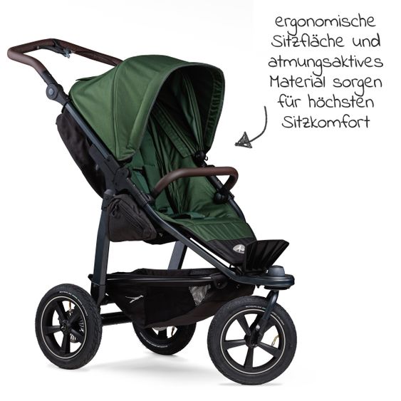 TFK Buggy & Sportkinderwagen Mono 2 mit Luftreifen inkl. Sportsitz bis 34 kg + XXL-Zamboo Zubehörpaket - Olive