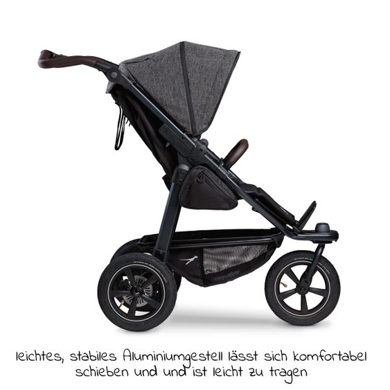 TFK Buggy & Sportkinderwagen Mono 2 mit Luftreifen inkl. Sportsitz bis 34 kg + XXL-Zamboo Zubehörpaket - Premium Anthrazit