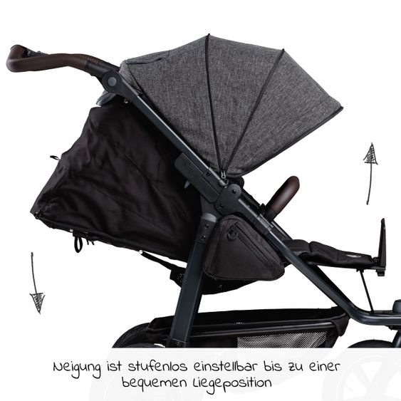 TFK Buggy & Sportkinderwagen Mono 2 mit Luftreifen inkl. Sportsitz bis 34 kg + XXL-Zamboo Zubehörpaket - Premium Anthrazit