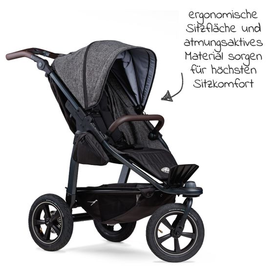 TFK Buggy & Sportkinderwagen Mono 2 mit Luftreifen inkl. Sportsitz bis 34 kg + XXL-Zamboo Zubehörpaket - Premium Anthrazit