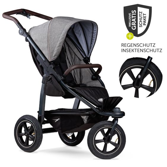 TFK Buggy & Sportkinderwagen Mono 2 mit Luftreifen inkl. Sportsitz bis 34 kg + XXL-Zamboo Zubehörpaket - Premium Grau