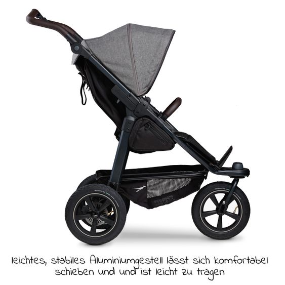 TFK Buggy & Sportkinderwagen Mono 2 mit Luftreifen inkl. Sportsitz bis 34 kg + XXL-Zamboo Zubehörpaket - Premium Grau