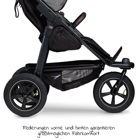 TFK Buggy & Sportkinderwagen Mono 2 mit Luftreifen inkl. Sportsitz bis 34 kg + XXL-Zamboo Zubehörpaket - Premium Grau