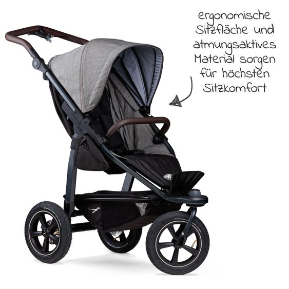 TFK Buggy & Sportkinderwagen Mono 2 mit Luftreifen inkl. Sportsitz bis 34 kg + XXL-Zamboo Zubehörpaket - Premium Grau