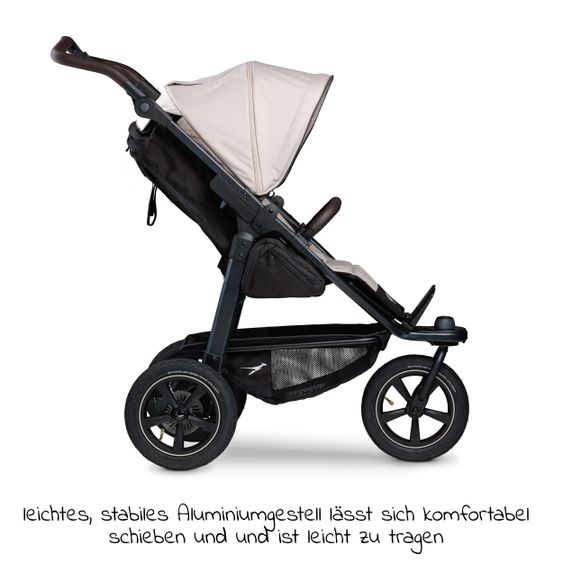 TFK Buggy & Sportkinderwagen Mono 2 mit Luftreifen inkl. Sportsitz bis 34 kg + XXL-Zamboo Zubehörpaket - Sand