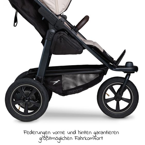 TFK Buggy & Sportkinderwagen Mono 2 mit Luftreifen inkl. Sportsitz bis 34 kg + XXL-Zamboo Zubehörpaket - Sand