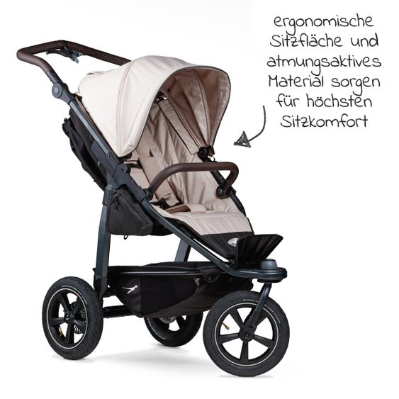 TFK Buggy & Sportkinderwagen Mono 2 mit Luftreifen inkl. Sportsitz bis 34 kg + XXL-Zamboo Zubehörpaket - Sand