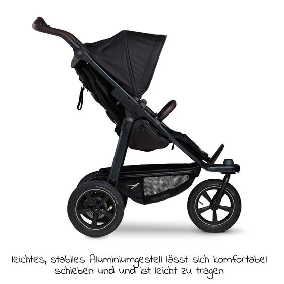 TFK Buggy & Sportkinderwagen Mono 2 mit Luftreifen inkl. Sportsitz bis 34 kg + XXL-Zamboo Zubehörpaket - Schwarz