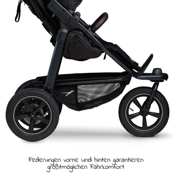 TFK Buggy & Sportkinderwagen Mono 2 mit Luftreifen inkl. Sportsitz bis 34 kg + XXL-Zamboo Zubehörpaket - Schwarz