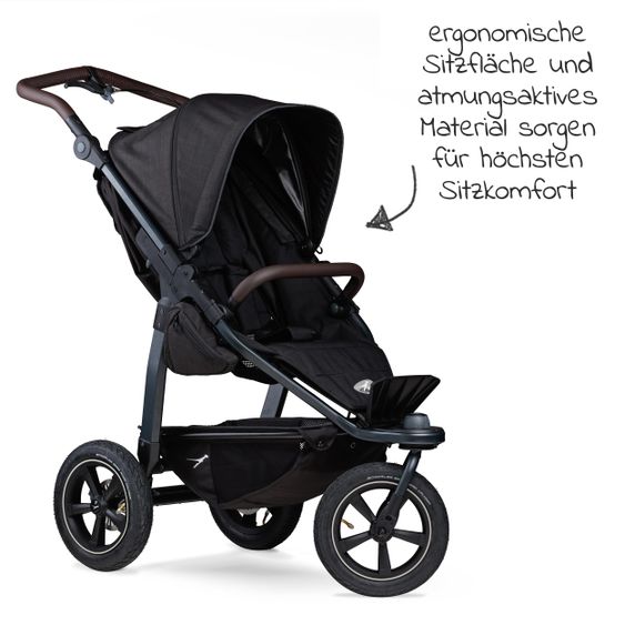 TFK Buggy & Sportkinderwagen Mono 2 mit Luftreifen inkl. Sportsitz bis 34 kg + XXL-Zamboo Zubehörpaket - Schwarz