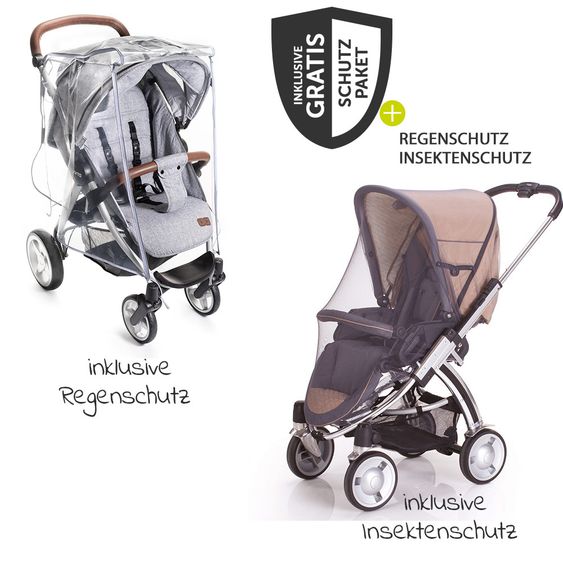 TFK Passeggino Buggy & Sport Mono con pneumatici, incluso seggiolino sportivo fino a 34 kg + pacchetto accessori XXL Zamboo - Olive