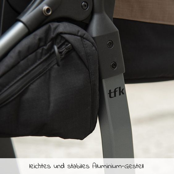 TFK Passeggino Buggy & Sport Mono con pneumatici, incluso seggiolino sportivo fino a 34 kg + pacchetto accessori XXL Zamboo - Olive