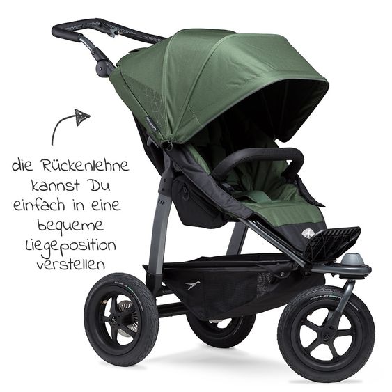 TFK Passeggino Buggy & Sport Mono con pneumatici, incluso seggiolino sportivo fino a 34 kg + pacchetto accessori XXL Zamboo - Olive