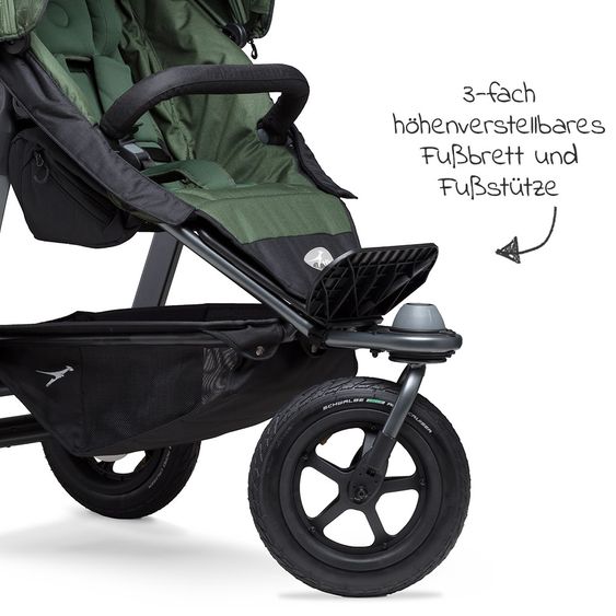 TFK Passeggino Buggy & Sport Mono con pneumatici, incluso seggiolino sportivo fino a 34 kg + pacchetto accessori XXL Zamboo - Olive