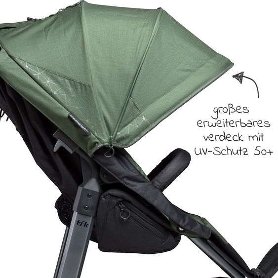 TFK Passeggino Buggy & Sport Mono con pneumatici, incluso seggiolino sportivo fino a 34 kg + pacchetto accessori XXL Zamboo - Olive