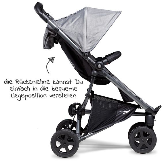 TFK Buggy / Sportwagen Dot 2 Outdoor mit Luftkammerreifen und Liegeposition - Grau