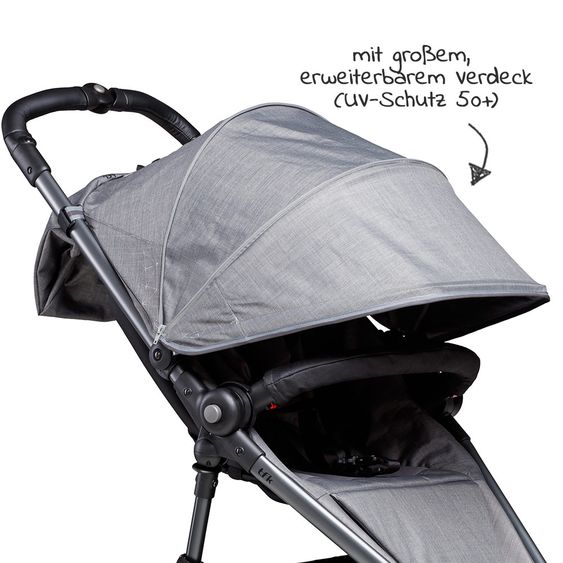 TFK Buggy / Sportwagen Dot 2 Outdoor mit Luftkammerreifen und Liegeposition - Grau