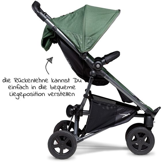 TFK Buggy / Sportwagen Dot 2 Outdoor mit Luftkammerreifen und Liegeposition - Oliv