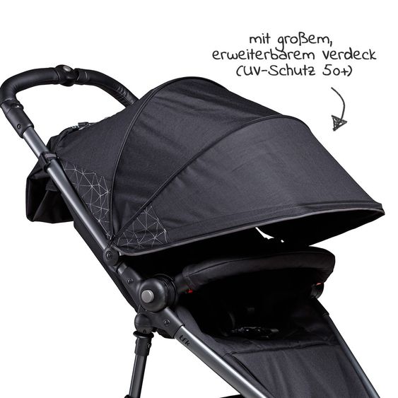 TFK Buggy / Sportwagen Dot 2 Outdoor mit Luftkammerreifen und Liegeposition - Schwarz