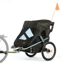 Fahrradanhänger & Kinderwagen Velo 2 für 2 Kinder (bis 44 kg) + Deichsel - Schwarz