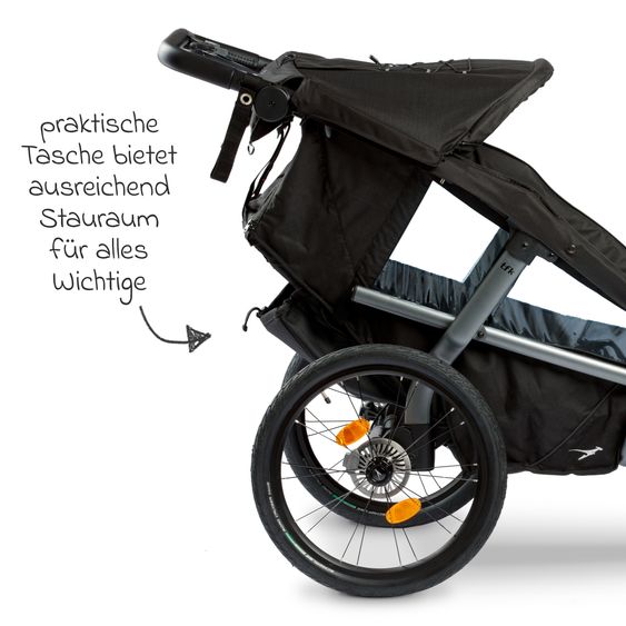 TFK Fahrradanhänger & Kinderwagen Velo 2 für 2 Kinder (bis 44 kg) + Deichsel - Schwarz