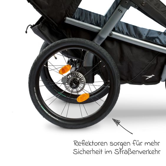 TFK Fahrradanhänger & Kinderwagen Velo 2 für 2 Kinder (bis 44 kg) + Deichsel - Schwarz