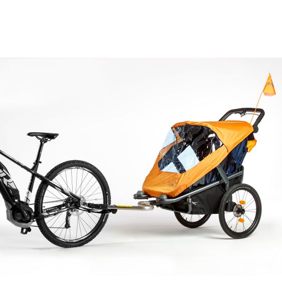 TFK Fahrradanhänger und Kinderwagen Velo 2 für 2 Kinder (bis 44 kg ) + Deichsel - Marine