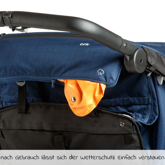 TFK Fahrradanhänger und Kinderwagen Velo 2 für 2 Kinder (bis 44 kg ) + Deichsel - Marine