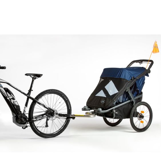 TFK Fahrradanhänger und Kinderwagen Velo 2 für 2 Kinder (bis 44 kg ) + Deichsel - Marine