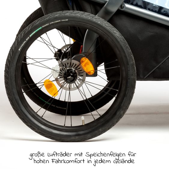 TFK Fahrradanhänger und Kinderwagen Velo 2 für 2 Kinder (bis 44 kg ) + Deichsel - Marine