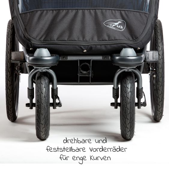 TFK Fahrradanhänger und Kinderwagen Velo 2 für 2 Kinder (bis 44 kg ) + Deichsel - Marine