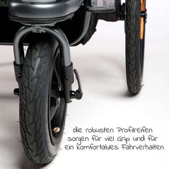 TFK Fahrradanhänger und Kinderwagen Velo 2 für 2 Kinder (bis 44 kg ) + Deichsel - Marine