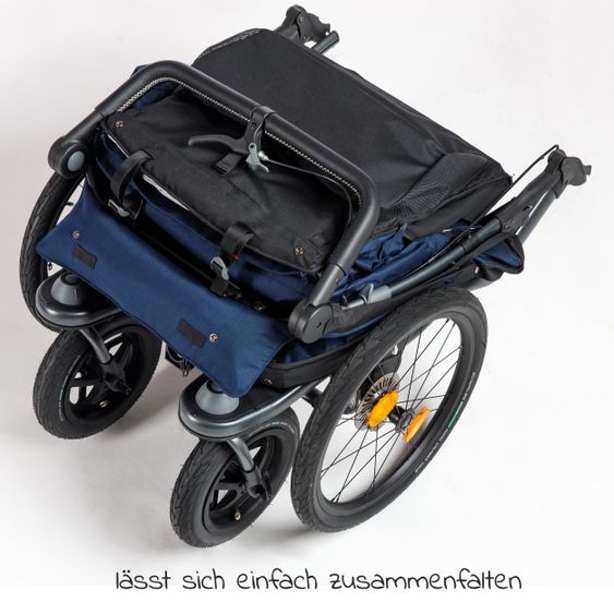 TFK Fahrradanhänger und Kinderwagen Velo 2 für 2 Kinder (bis 44 kg ) + Deichsel - Marine