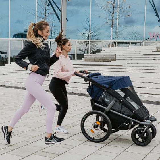 TFK Fahrradanhänger und Kinderwagen Velo 2 für 2 Kinder (bis 44 kg ) + Deichsel - Marine