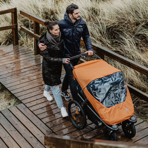 TFK Fahrradanhänger und Kinderwagen Velo 2 für 2 Kinder (bis 44 kg ) + Deichsel - Marine